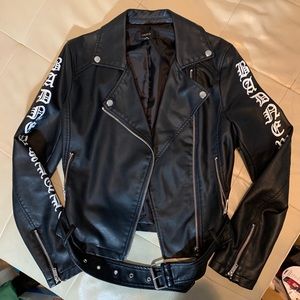 BIKER FAUX LEATHER JACKET